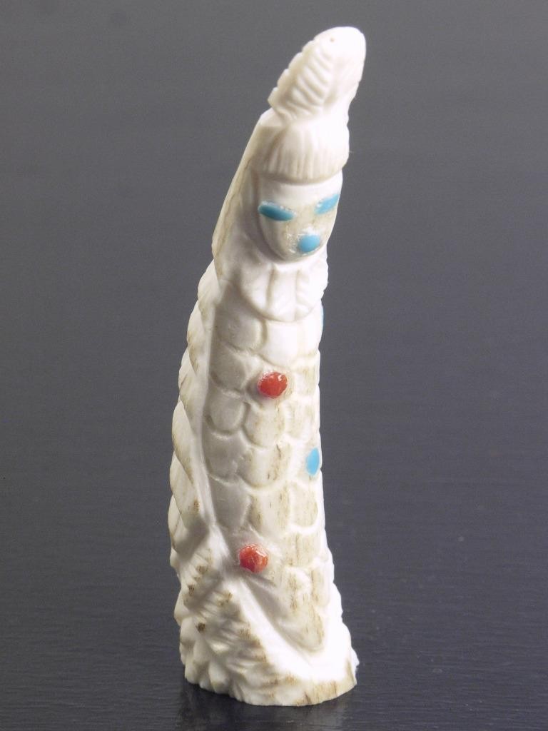 Small ZUNI CORN MAIDEN Antler Fetish Carving by GARRICK WEEKA, Pueblo Indian