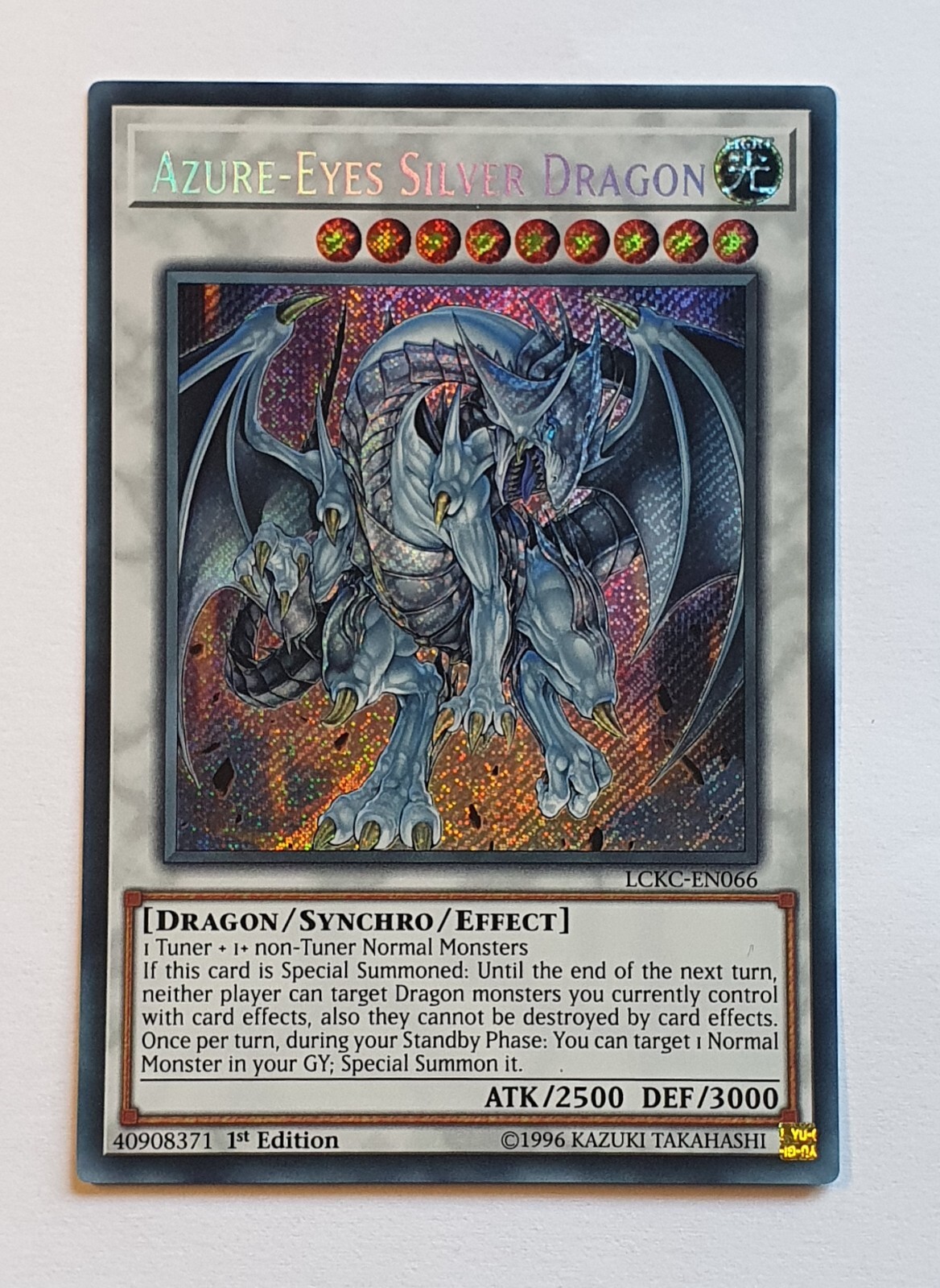 Yugioh Azure-Eyes Silver Dragon 1st Edition LCKC-EN066 Secret Rare NM Yugioh Azure-Eyes Silver Dragon 1st Edition LCKC-EN066 Secret Rare NM