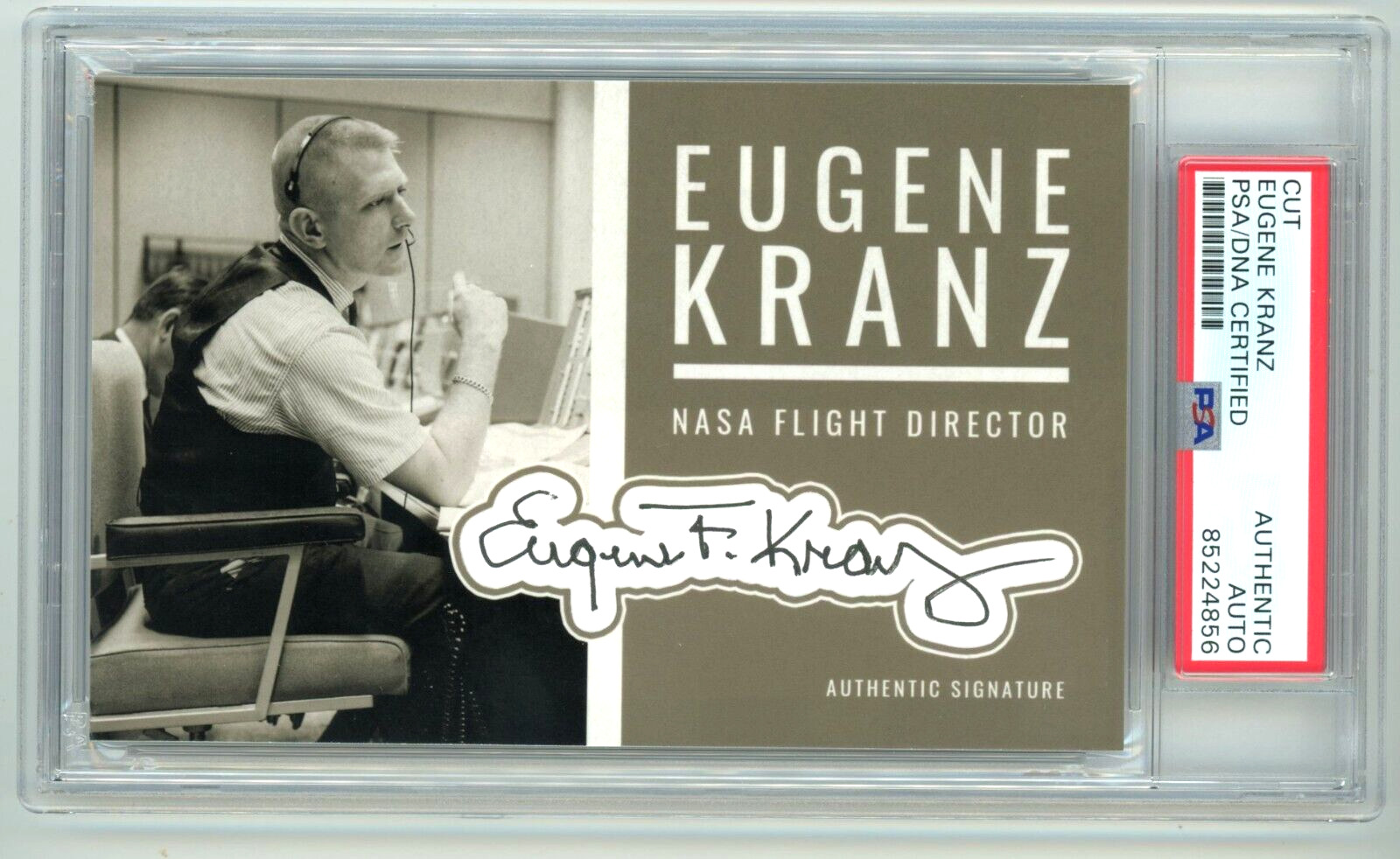 EUGENE GENE KRANZ Signed Custom Cut Photo Card Apollo 11 13 Flight Director- PSA