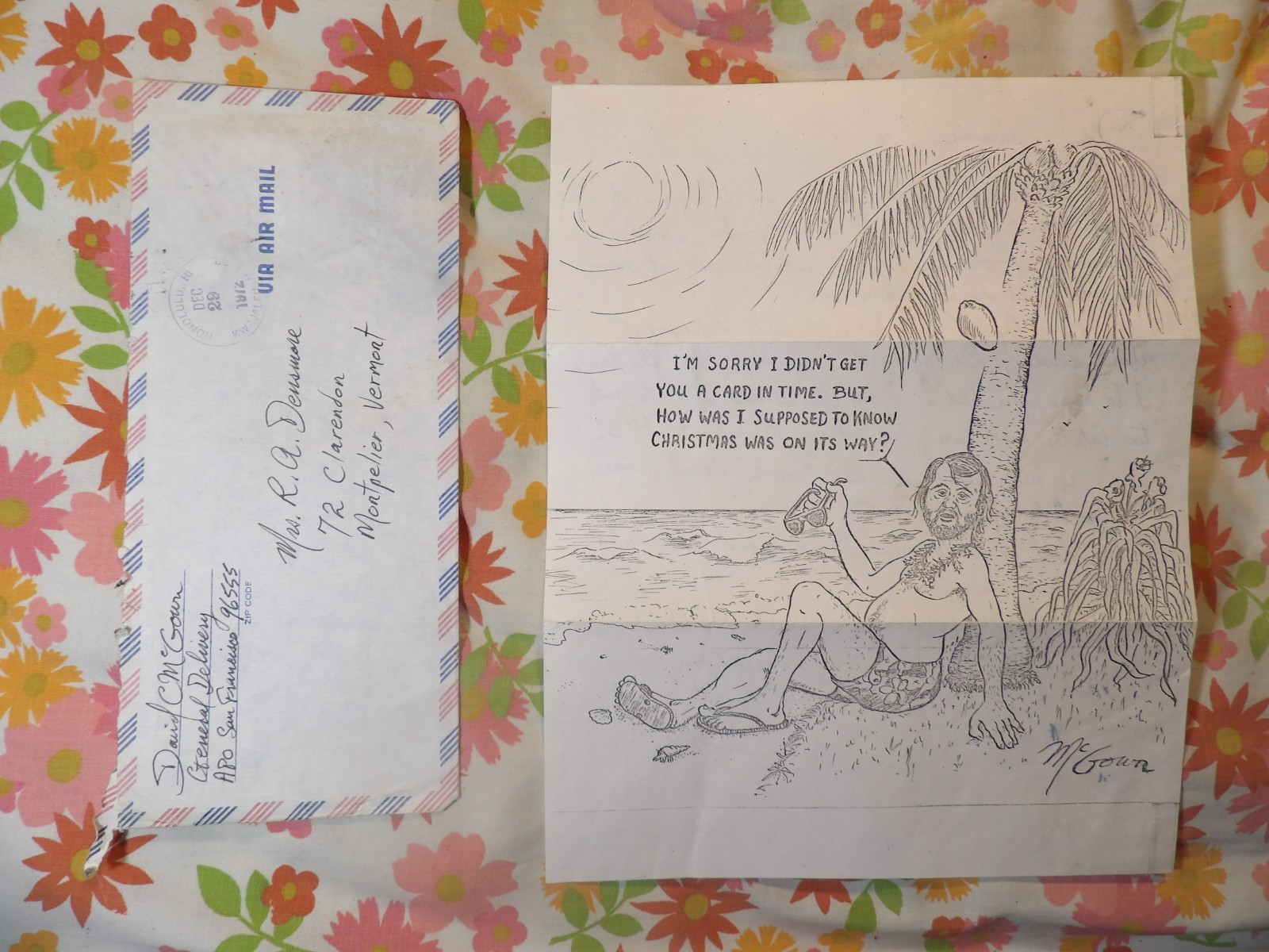 Vintage 1972 Vietnam Era Military Letter Surf Comic Kwajalein Atoll Cancellation Vintage 1972 Vietnam Era Military Letter Surf Comic Kwajalein Atoll Cancellation