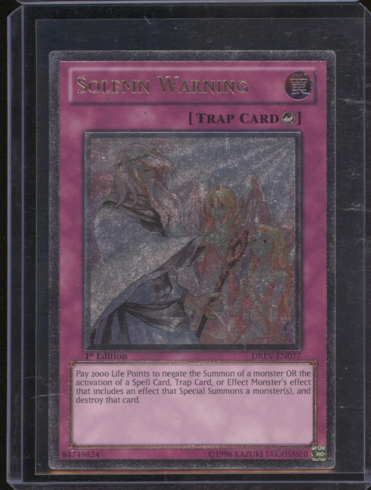 Solemn Warning 2007 Yu-Gi-Oh Konami Duelist Revolution #DREV-EN077 Ultimate Rare Solemn Warning 2007 Yu-Gi-Oh Konami Duelist Revolution #DREV-EN077 Ultimate Rare