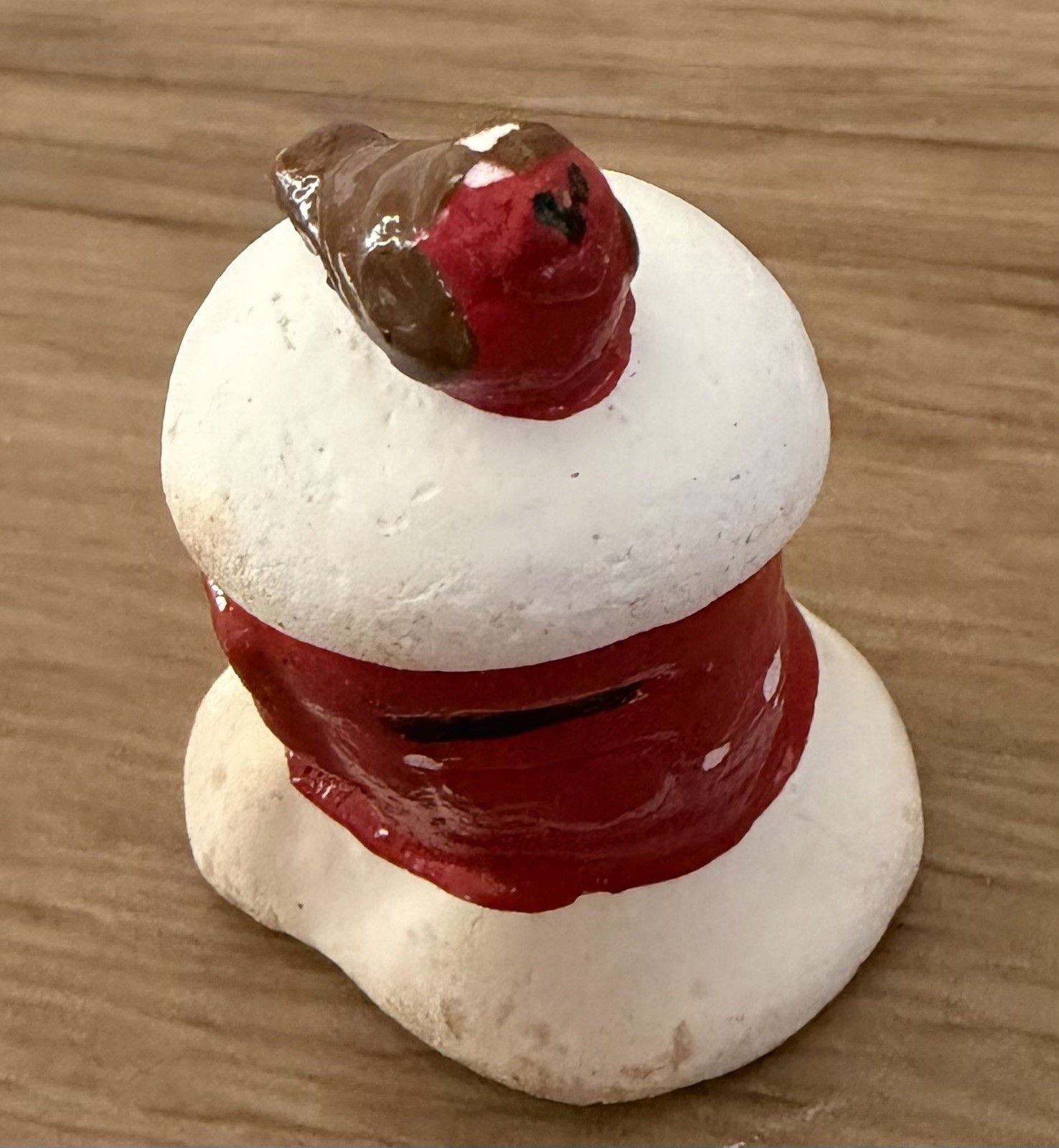 Vintage Antique Bisque Red Hydrant With Cardinal Holiday Christmas Mini Figurine Vintage Antique Bisque Red Hydrant With Cardinal Holiday Christmas Mini Figurine