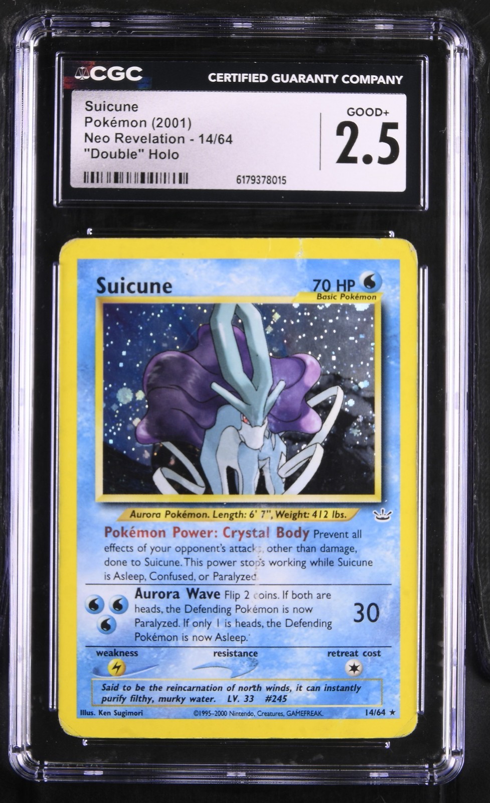 Pokemon Card CGC 2.5 Suicune Double Holo Error Neo Revelation 14/64 Pokemon Card CGC 2.5 Suicune Double Holo Error Neo Revelation 14/64