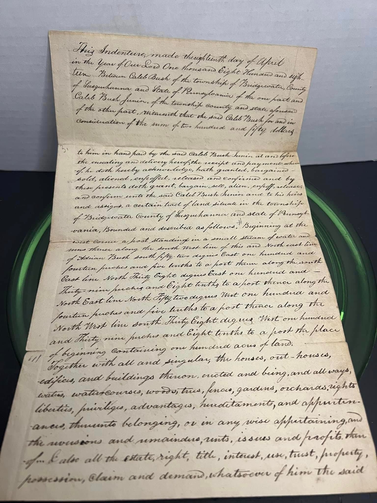 Antique handwritten document 1818 - indenture April 13th 1818 - bridgewater Antique handwritten document 1818 - indenture April 13th 1818 - bridgewater