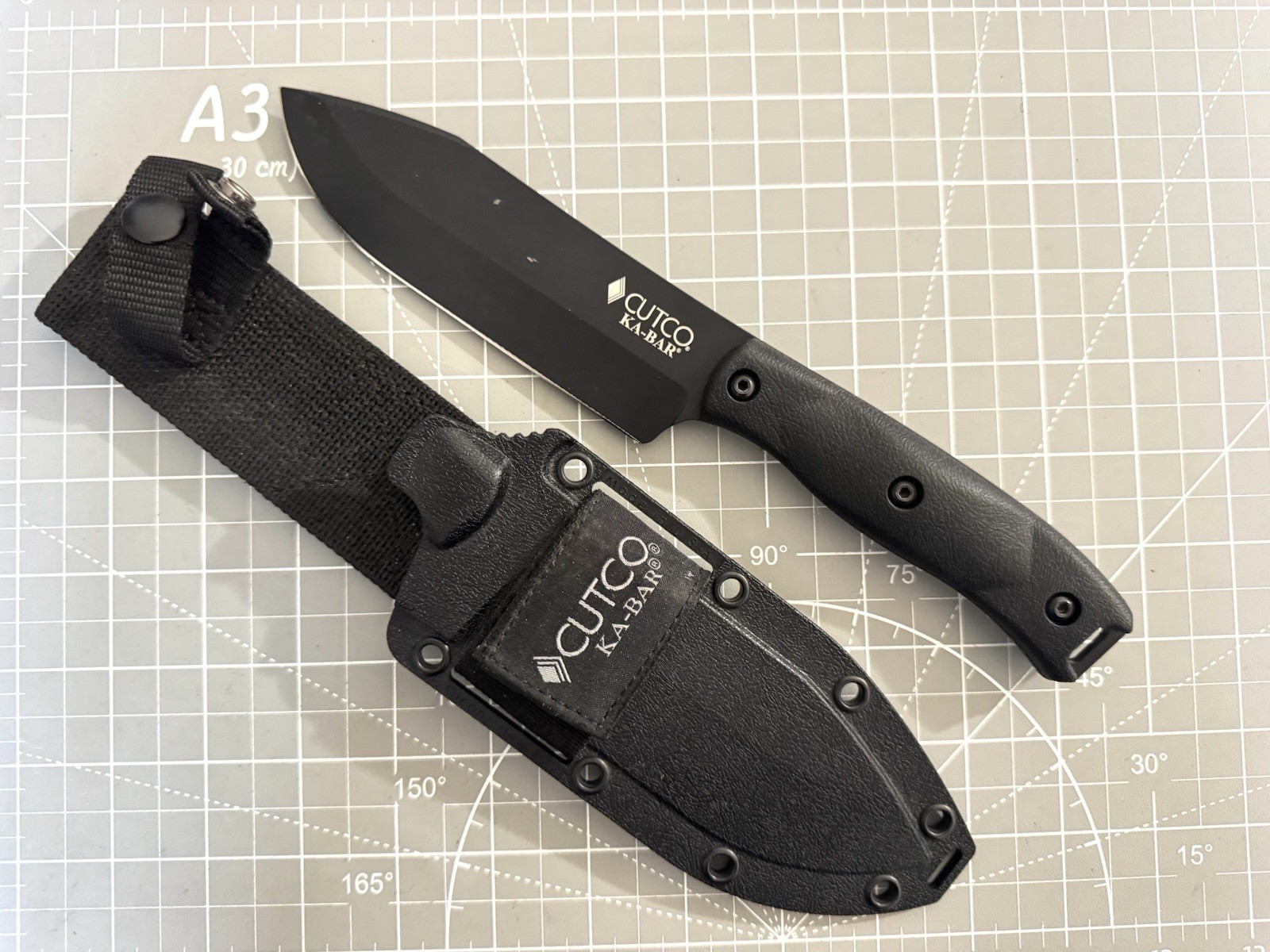 KA-BAR CUTCO 5726 Outdoorsman All Black Fixed Blade Knife w Sheath 10.5 KA-BAR CUTCO 5726 Outdoorsman All Black Fixed Blade Knife w Sheath 10.5