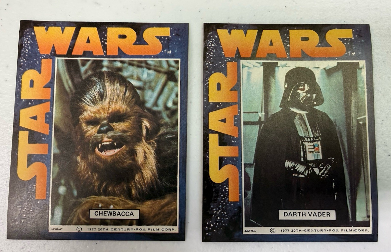 1977 Adpac Star Wars DARTH VADER & Chewbacca General Mills Cereal Stickers 1977 Adpac Star Wars DARTH VADER & Chewbacca General Mills Cereal Stickers