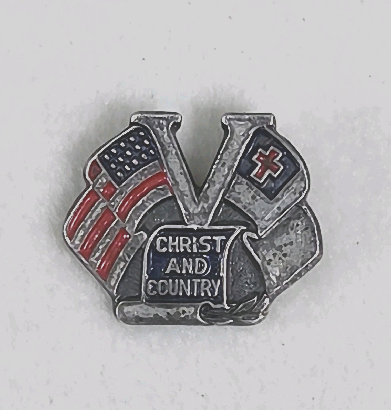 Vintage 1942 WWII CHRIST AND COUNTRY Enamel STERLING Pin VICTORY Pinback Vintage 1942 WWII CHRIST AND COUNTRY Enamel STERLING Pin VICTORY Pinback