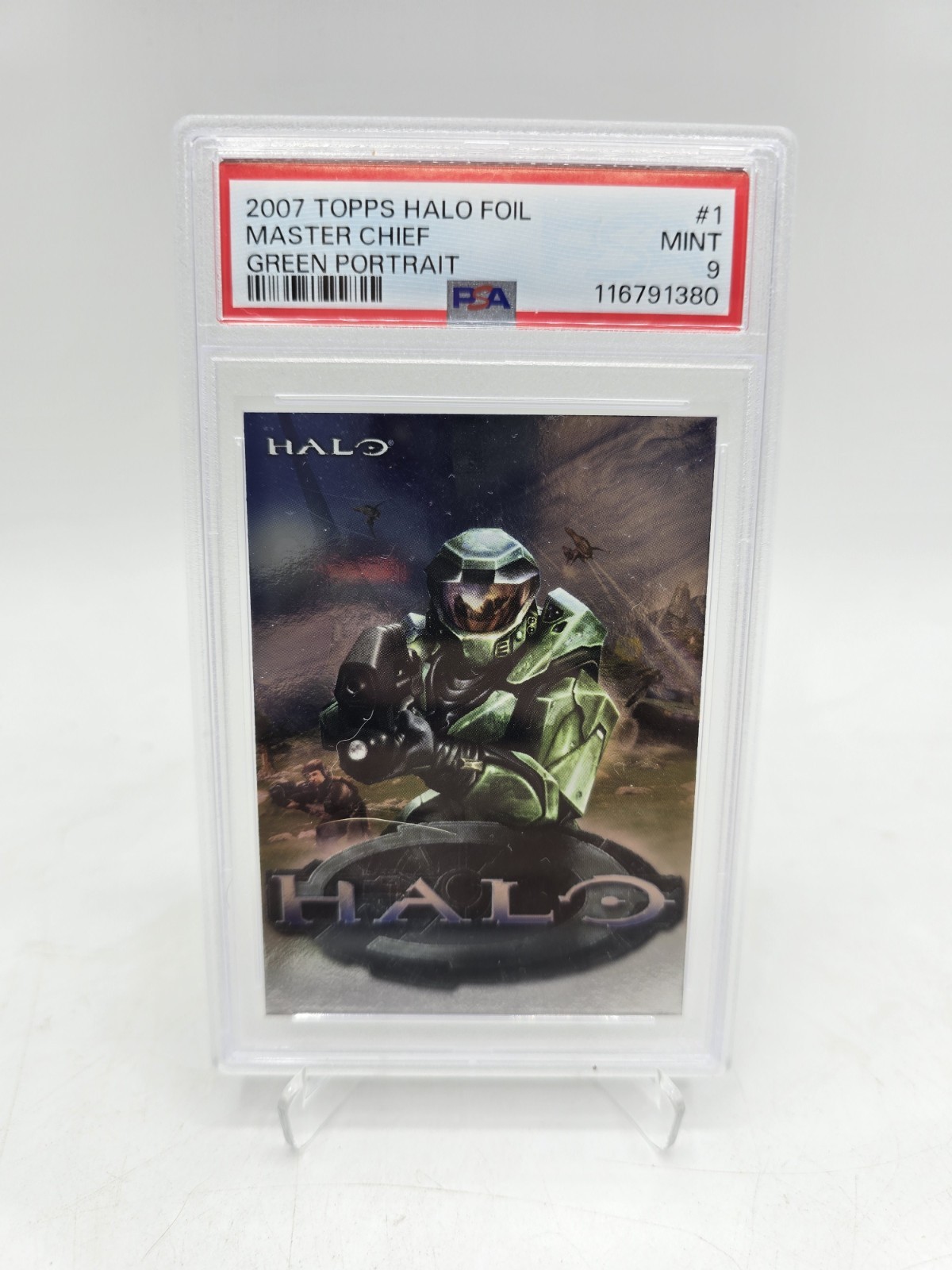 2007 TOPPS HALO MASTER CHIEF - GREEN PORTRAIT FOIL #1 - GRADED SLAB PSA 9