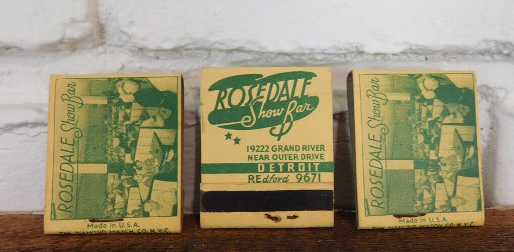 Set of 3 Vintage Matchbook Covers Rosedale Show Bar Detroit MI 1930s Nightclub Set of 3 Vintage Matchbook Covers Rosedale Show Bar Detroit MI 1930s Nightclub