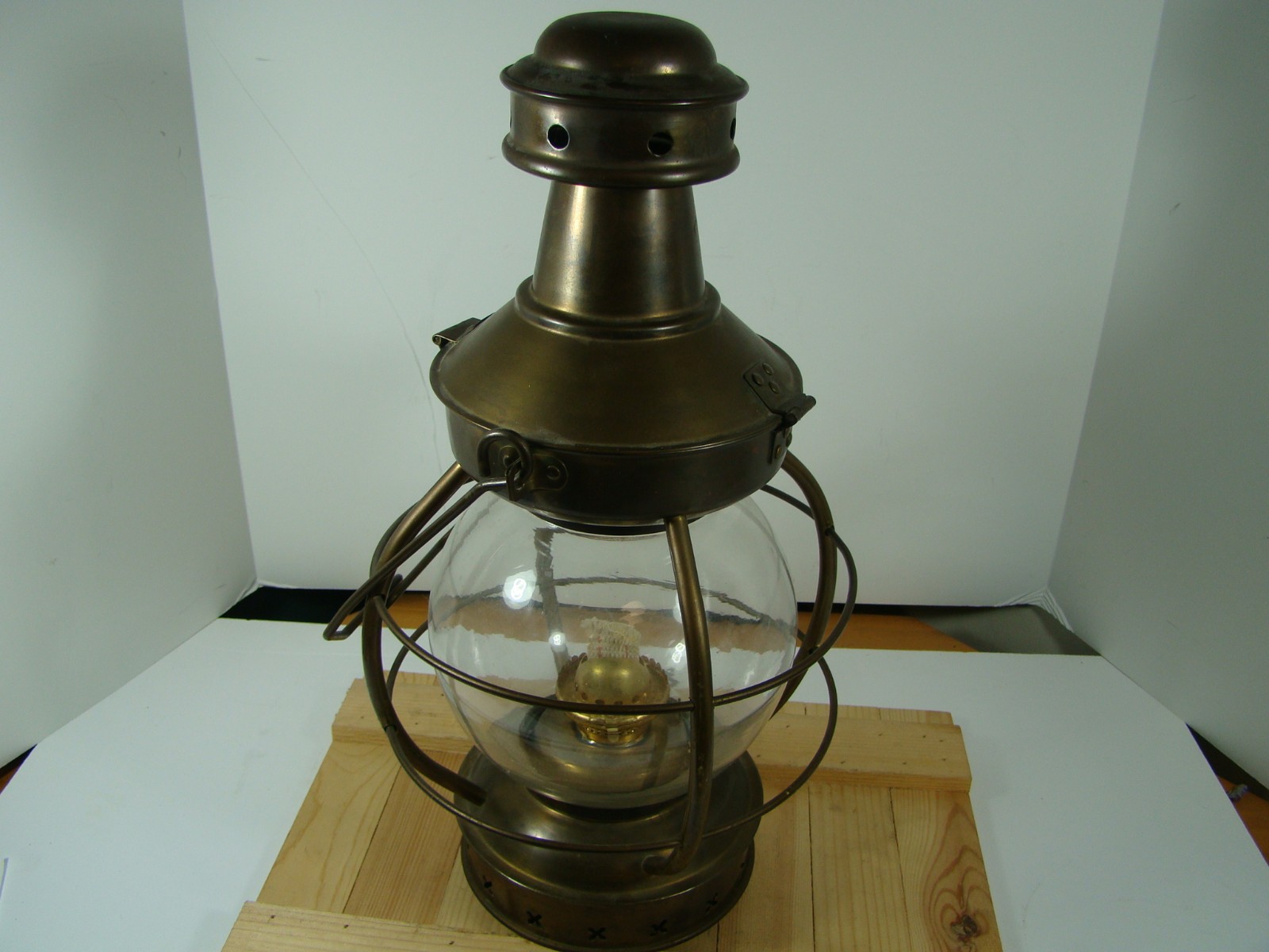 antique large round onion glass lantern lamp original Vintage 17 x 9 inches antique large round onion glass lantern lamp original Vintage 17 x 9 inches