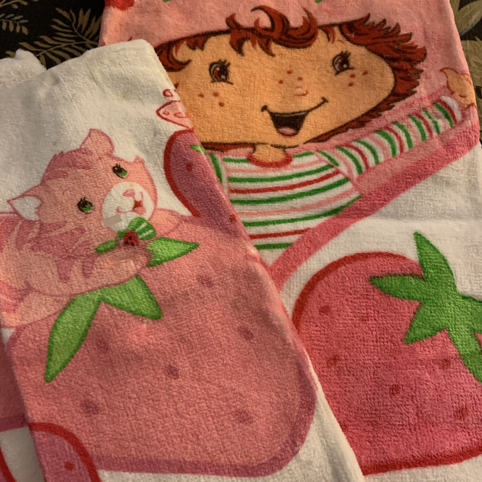 Vintage 2004 Strawberry Shortcake 2-Piece Bath Set Bath Towel & 2 Washcloths Vintage 2004 Strawberry Shortcake 2-Piece Bath Set Bath Towel & 2 Washcloths