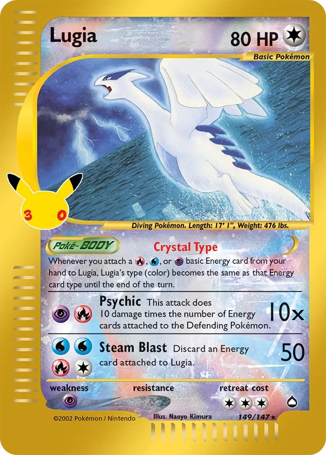 Pokemon TCG 30th Celebration Classic Collection 149/147 Lugia ACE 10 GEM MINT Pokemon TCG 30th Celebration Classic Collection 149/147 Lugia ACE 10 GEM MINT