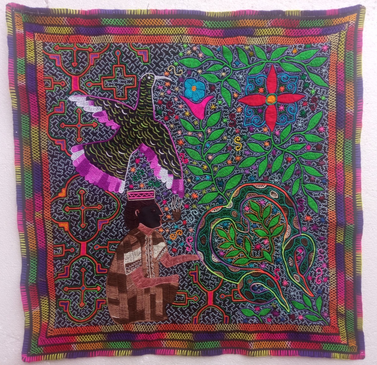 Shipibo Native Hand Embroidery Shaman Visions textile 28\