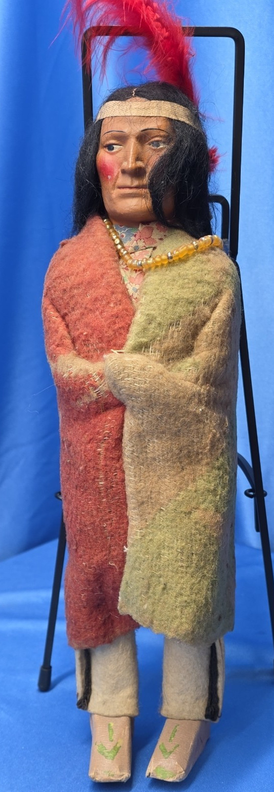 Vtg Skookum Native American Indian Male Man Doll Wool Blanket and Beads 11.5 Vtg Skookum Native American Indian Male Man Doll Wool Blanket and Beads 11.5