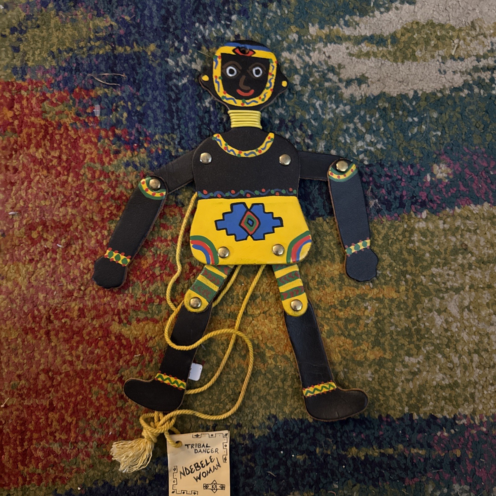 African Tribal Dancer Xhosa Woman Rootz Creation Puppet Hand Crafted Leather 12\