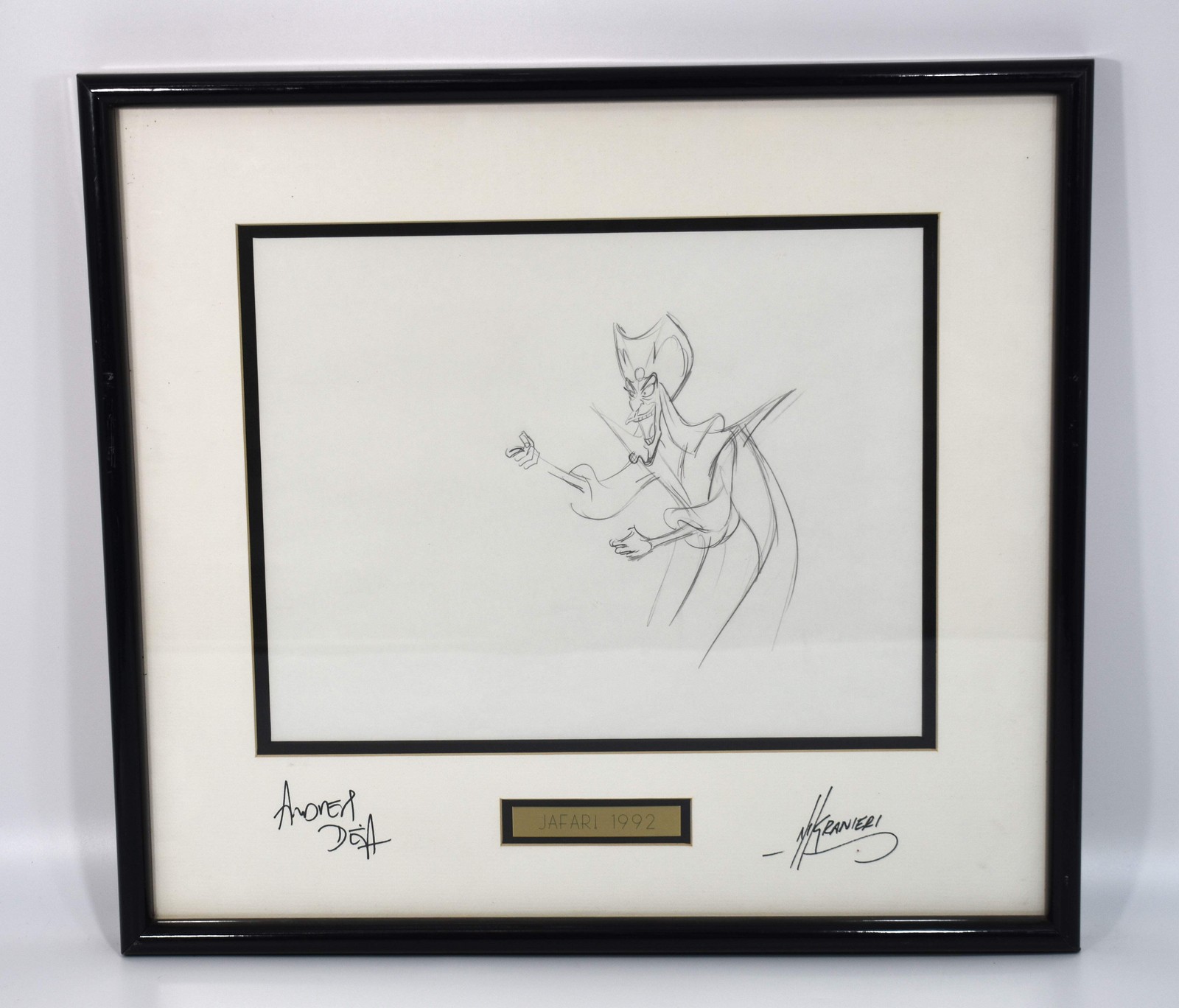 Jafar 1992 Framed Production Drawing, Signed by Nik Ranieri and Andreas Deja