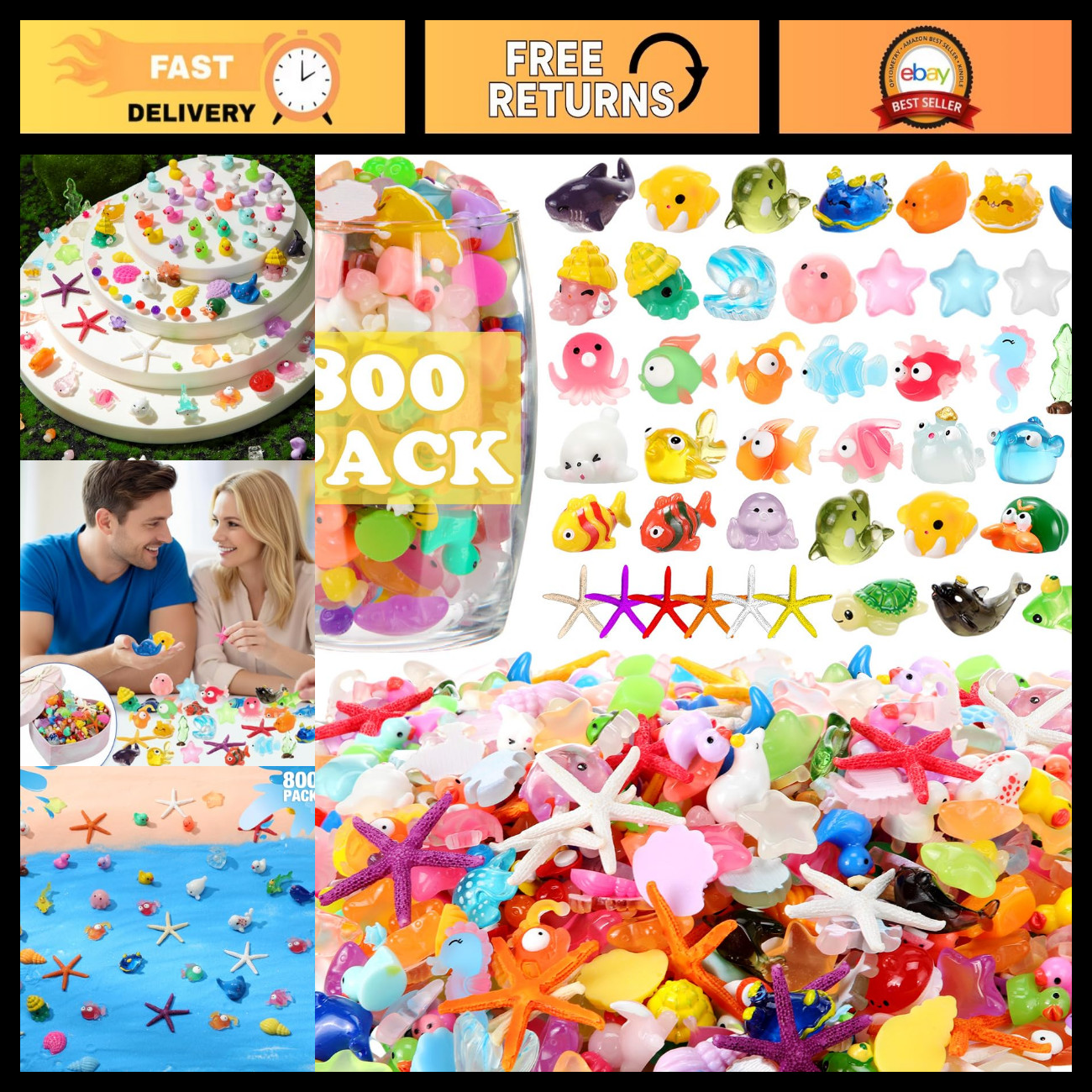800 Pcs Mini Resin Animal Figures - Tiny Garden Accessories for Crafts & Decor