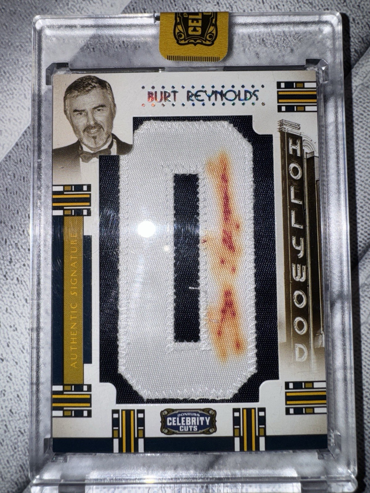 2008 Donruss Celebrity Cuts Burt Reynolds H-BR Patch Autograph Card #’/45