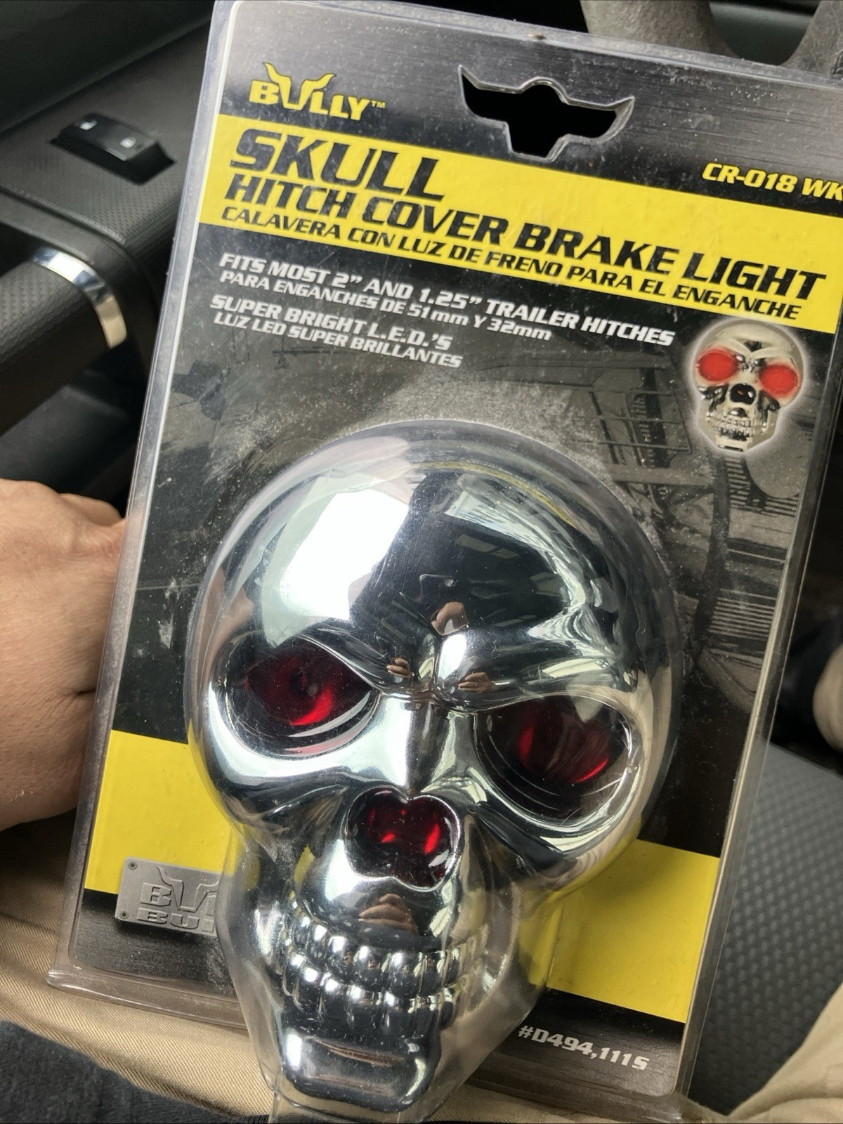 Bully CR-016 Skull Hitch Cover w/ Brake Light Chrome Fits 2\ Bully CR-016 Skull Hitch Cover w/ Brake Light Chrome Fits 2\