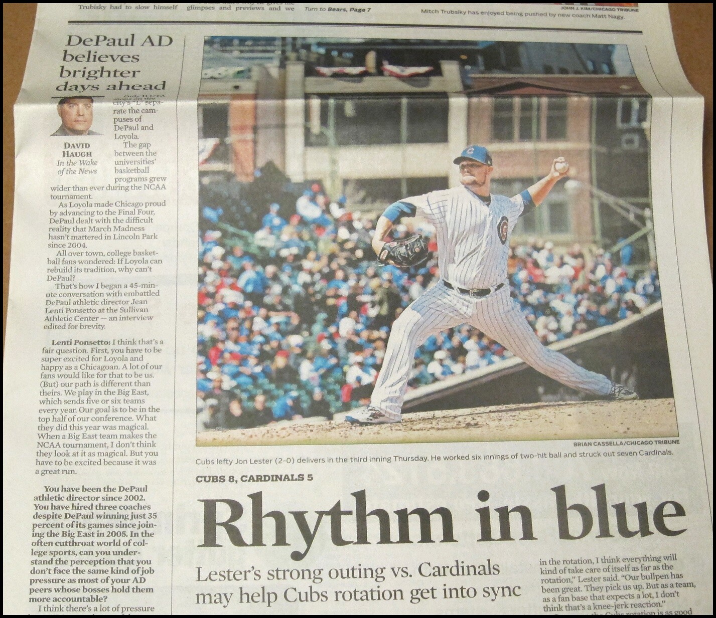 4/20/2018 Chicago Tribune Sports Jon Lester Cubs vs Cardinals Bears Schedule NFL 4/20/2018 Chicago Tribune Sports Jon Lester Cubs vs Cardinals Bears Schedule NFL