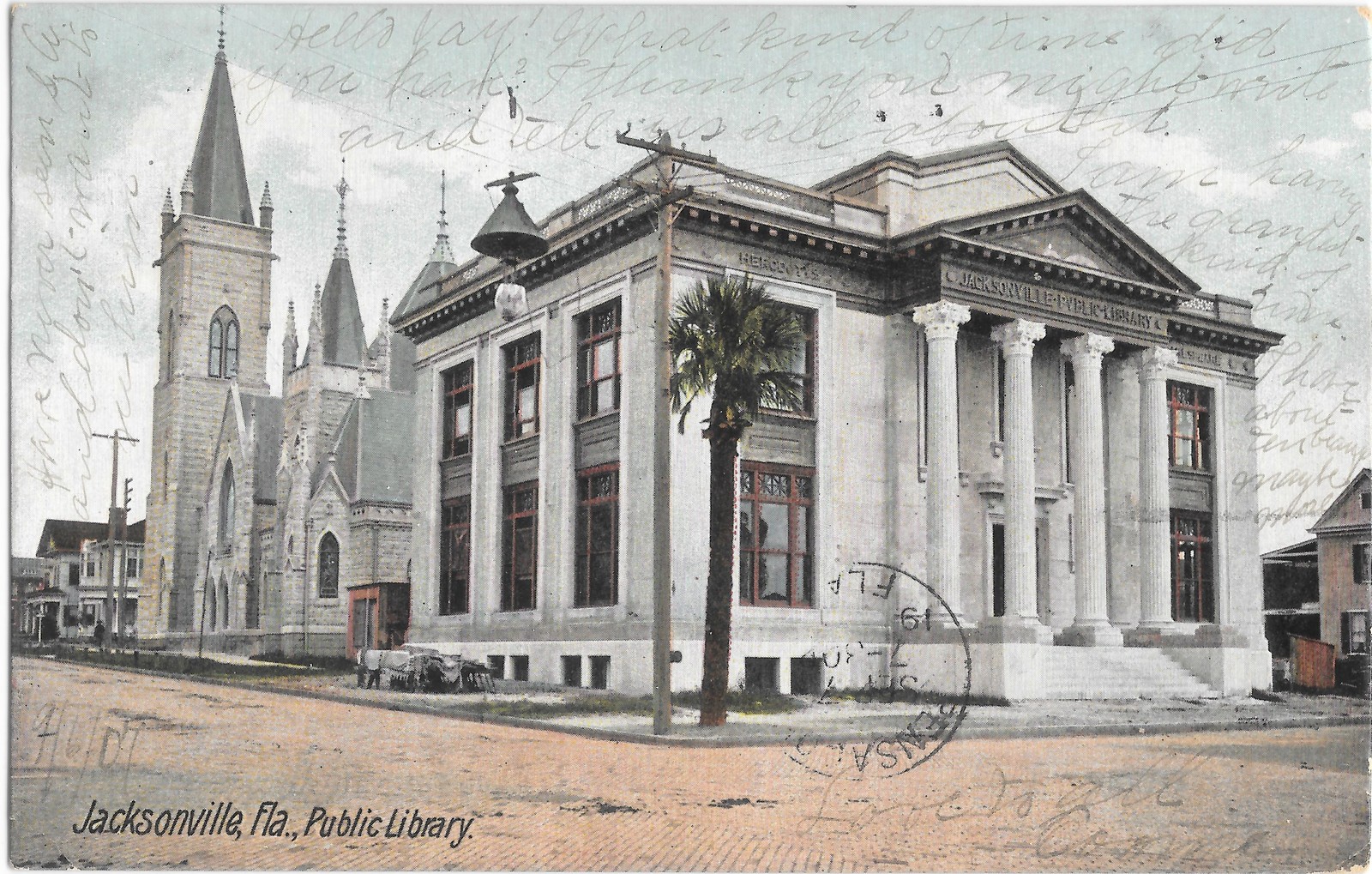 1907 Jacksonville FL Public Library Postcard Leighton Undivided Back