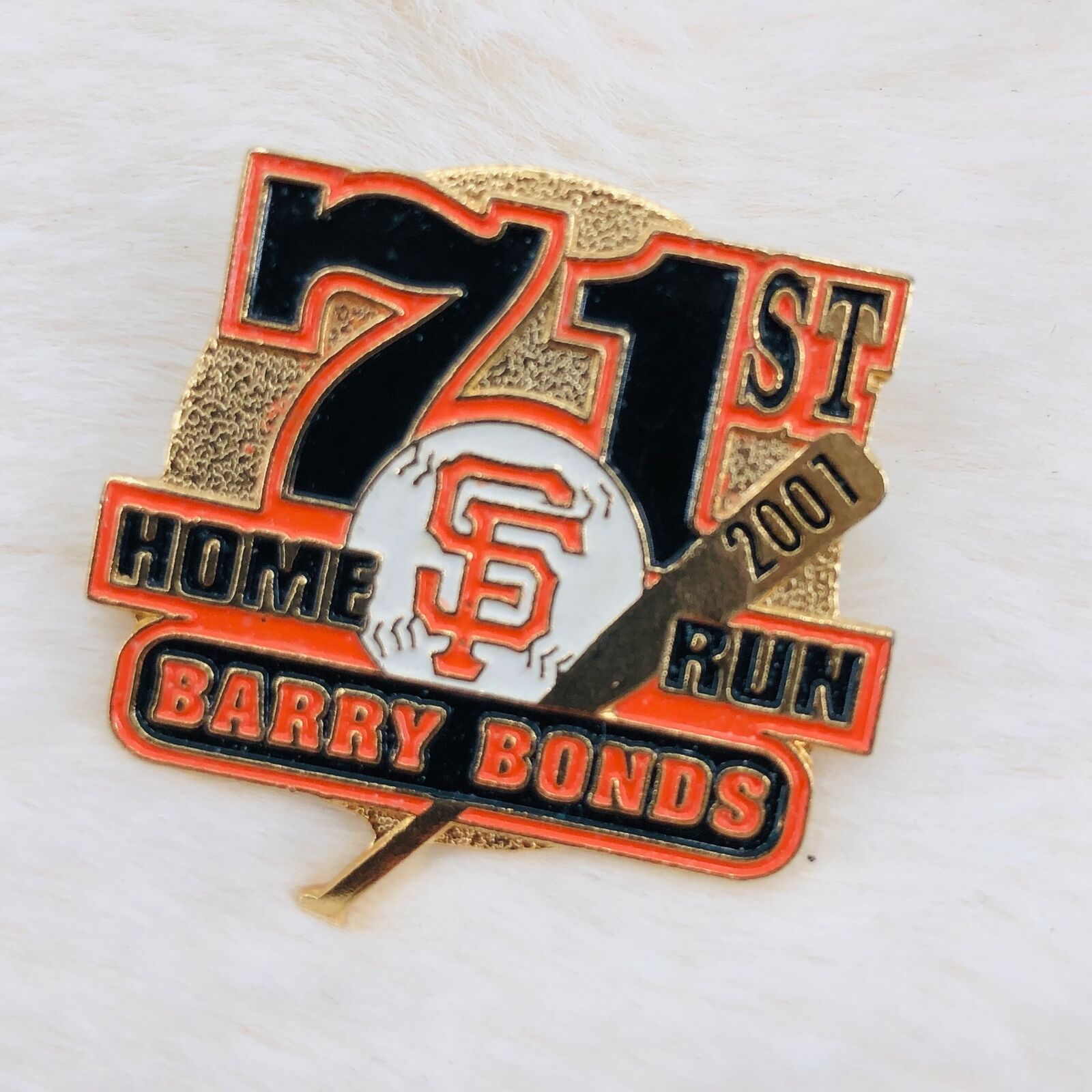 2001 Barry Bonds 71st Home Run Enamel Baseball Hat Pin San Francisco Giants
