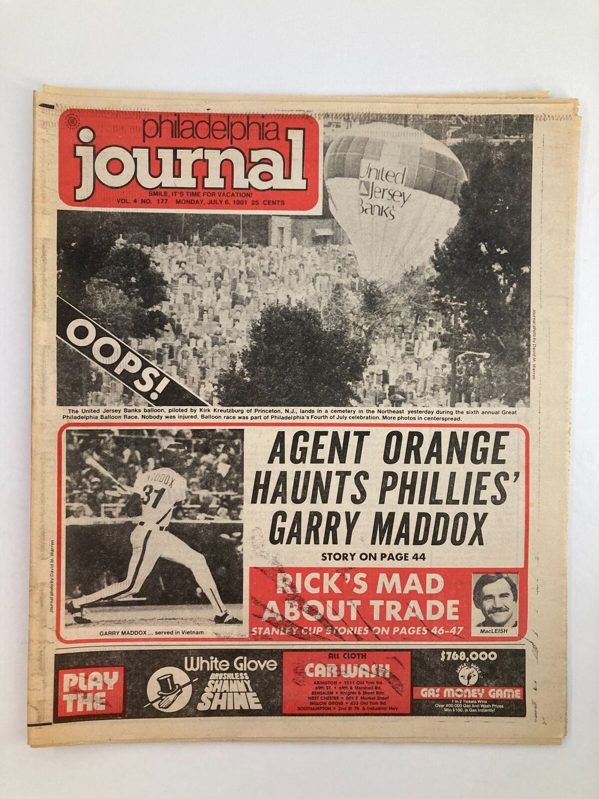 Philadelphia Journal Tabloid July 6 1981 Vol 4 #177 Garry Maddox Served Vietnam