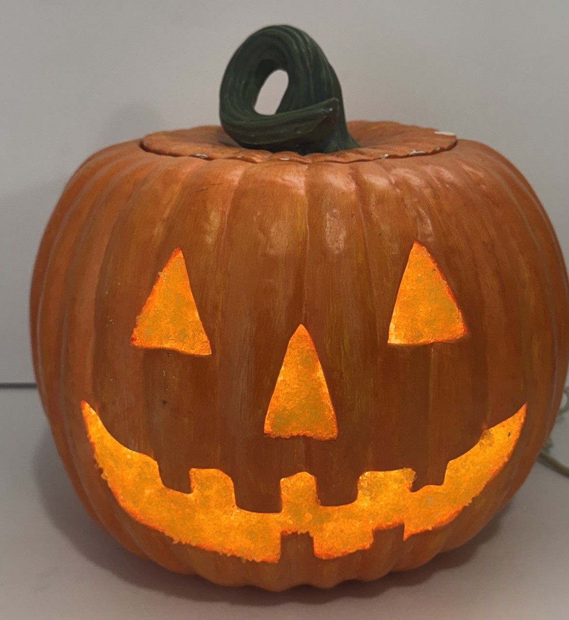 RARE VINTAGE ATLANTIC CERAMIC PUMPKIN LIGHT JACK O LANTERN HALLOWEEN 2 PCS RARE VINTAGE ATLANTIC CERAMIC PUMPKIN LIGHT JACK O LANTERN HALLOWEEN 2 PCS