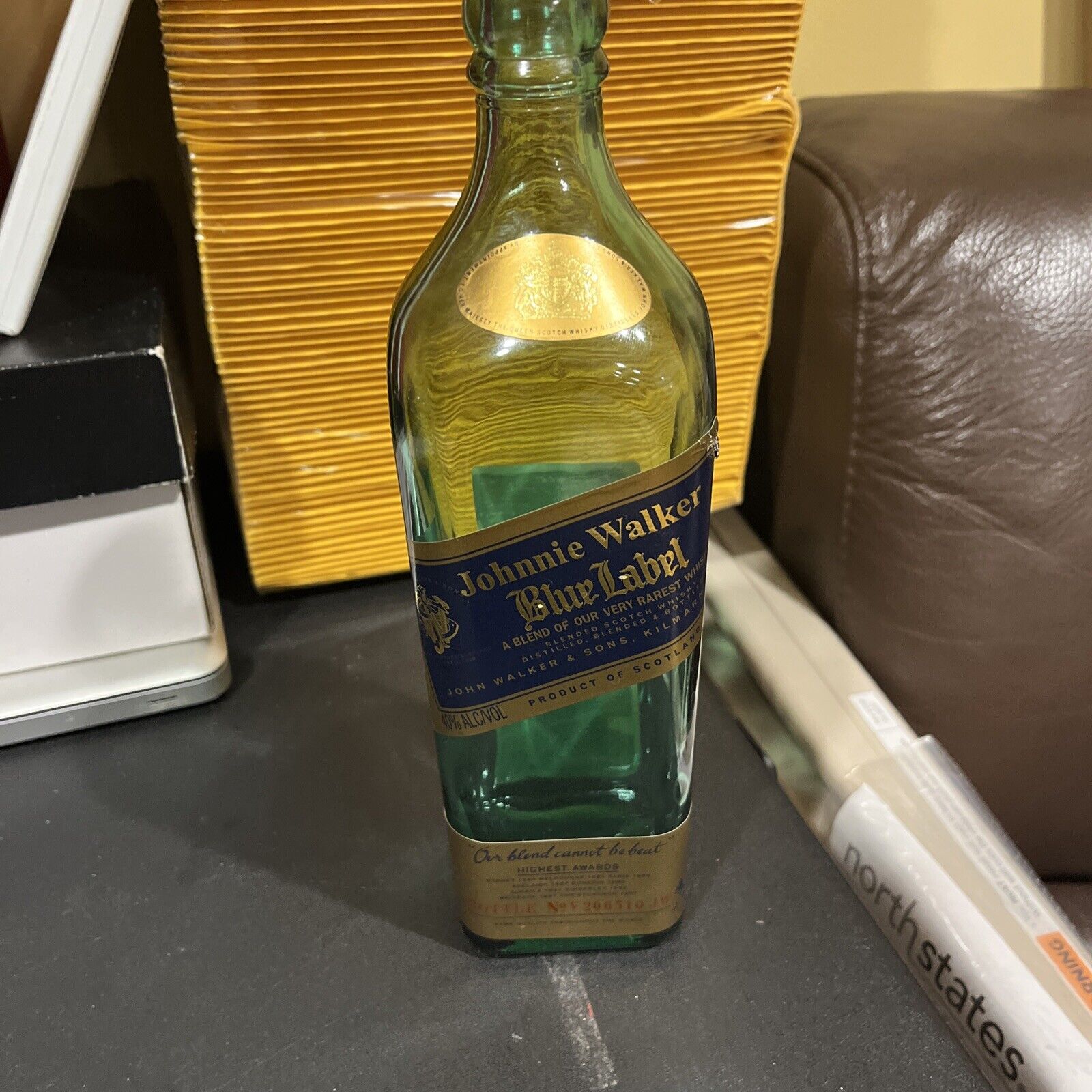 Johnnie Walker Blue Label Scotch Whiskey 750ml Empty Bottle No Top