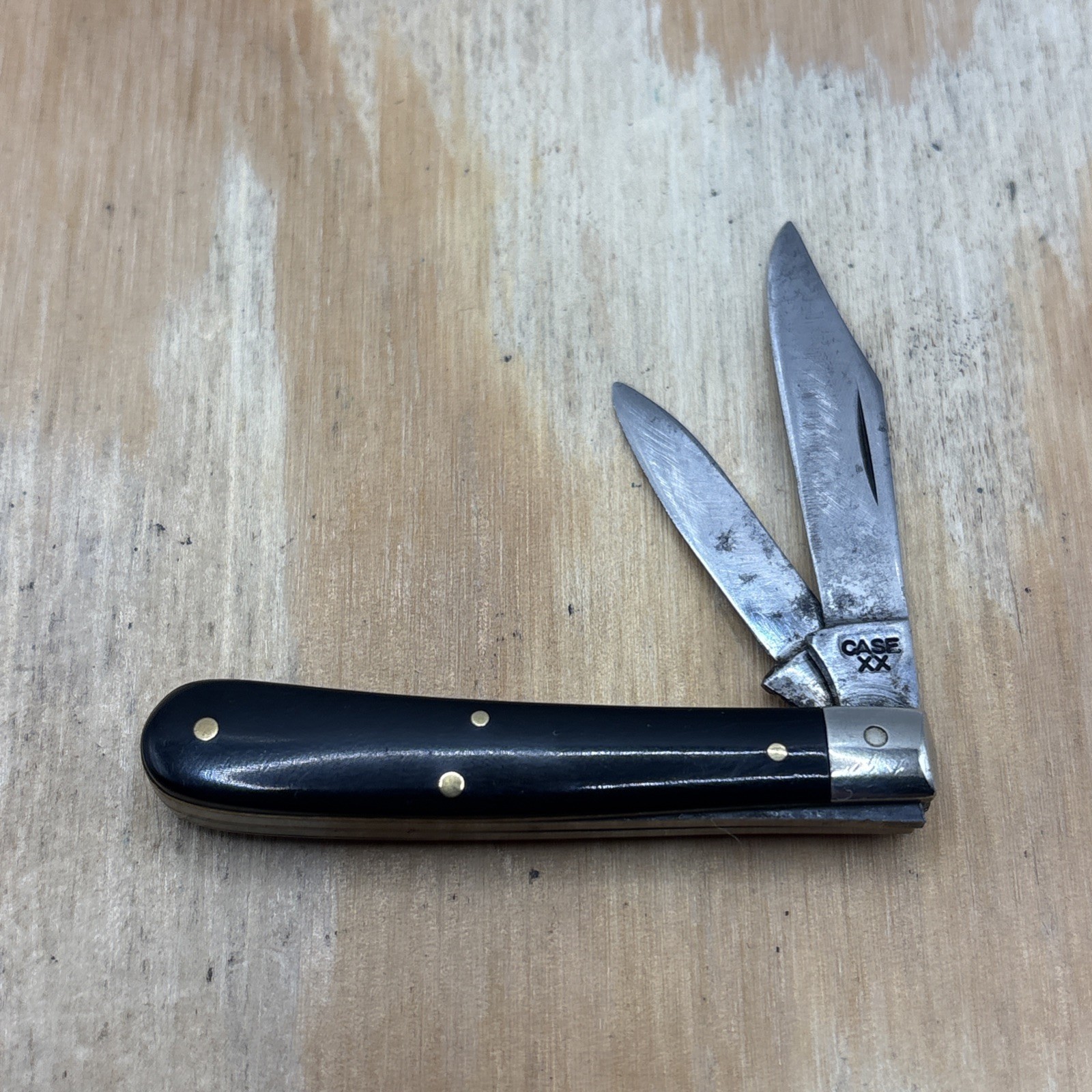 Vintage Case XX 1940-1964 Slick Black Synthetic 2229 1/2 Tadpole Knife Excellent