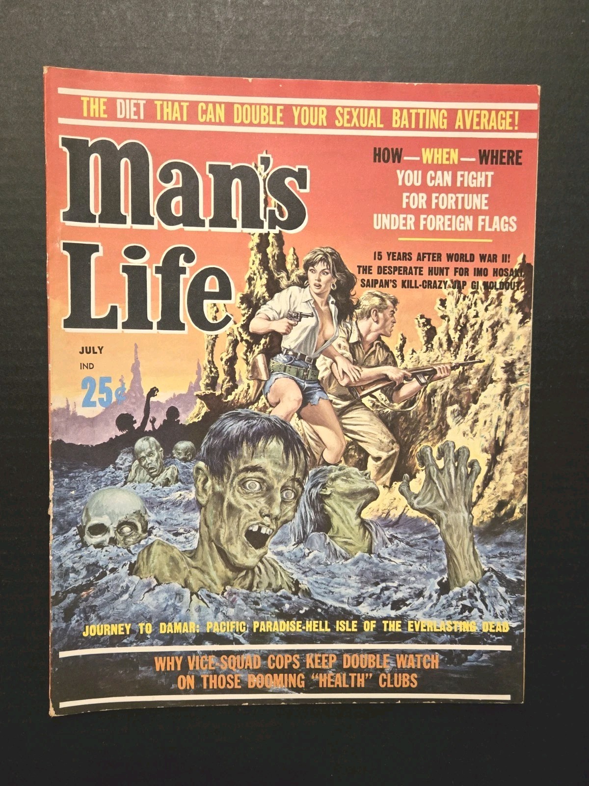 Man's Life July 1962 Amazing Girl Art -Horror Themed Zombie Cover Earl Norem Man's Life July 1962 Amazing Girl Art -Horror Themed Zombie Cover Earl Norem