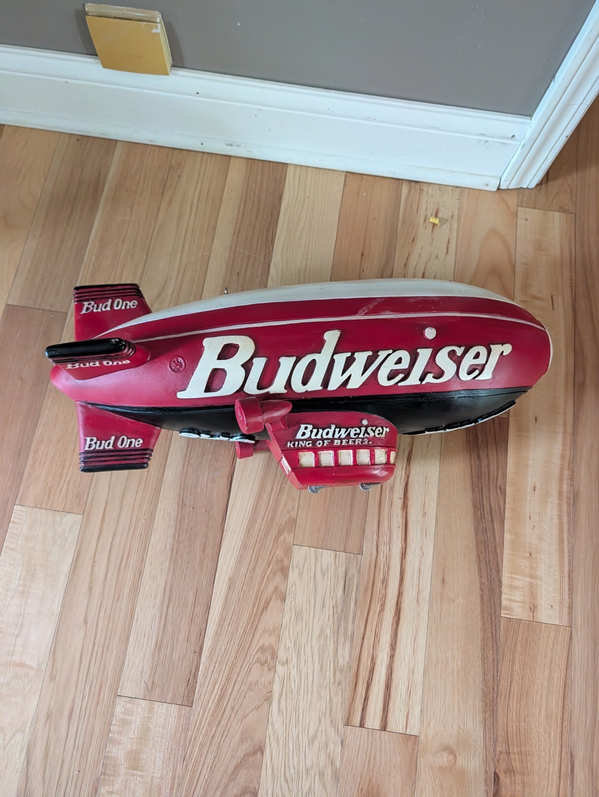 RARE Budweiser Beer Hanging Blimp Sign Bud One Wood Vintage Anheuser Busch 