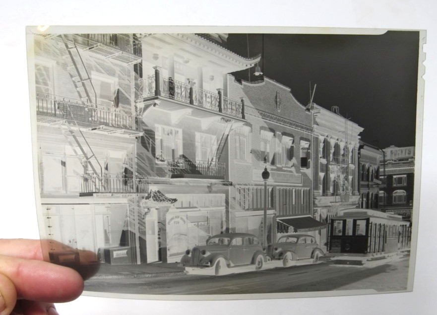 1940s San Francisco Chinatown Large Format Negative Cable Car 4.5\ 1940s San Francisco Chinatown Large Format Negative Cable Car 4.5\