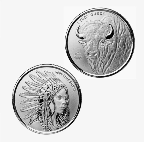1 oz Silver Round Buffalo Girl .999 Silver Bullion Round 1 oz Silver Round Buffalo Girl .999 Silver Bullion Round