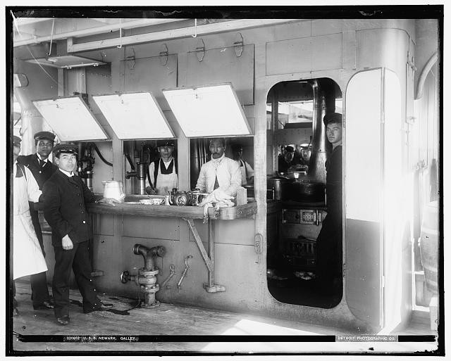 Photo:U.S.S. Newark Galley Sailors Onboard Ship 1900s