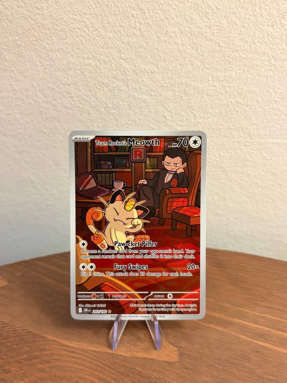 Pokémon TCG Team Rocket's Meowth 203/182 Destined Rivals Illustration Rare IR Pokémon TCG Team Rocket's Meowth 203/182 Destined Rivals Illustration Rare IR