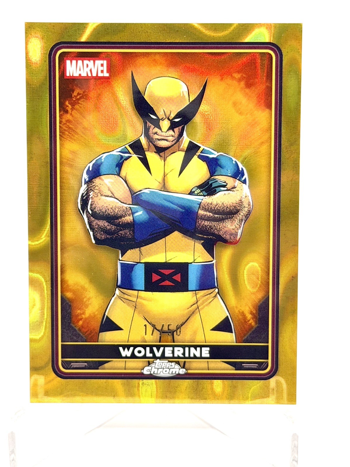 2025 Topps Chrome Deadpool #5 Wolverine Gold Lava #17/50 Color Match 2025 Topps Chrome Deadpool #5 Wolverine Gold Lava #17/50 Color Match