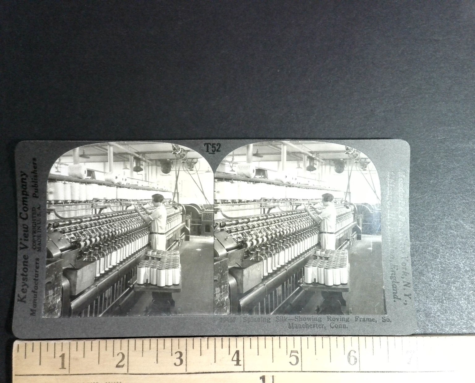 Spinning Silk Stereoview Keystone View Co. South Manchester Conn 1910s Factory