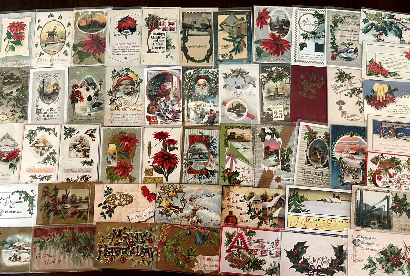Big Lot of 75 Vintage Antique~Christmas Xmas Postcards~3 Santa's~in sleeves~g569