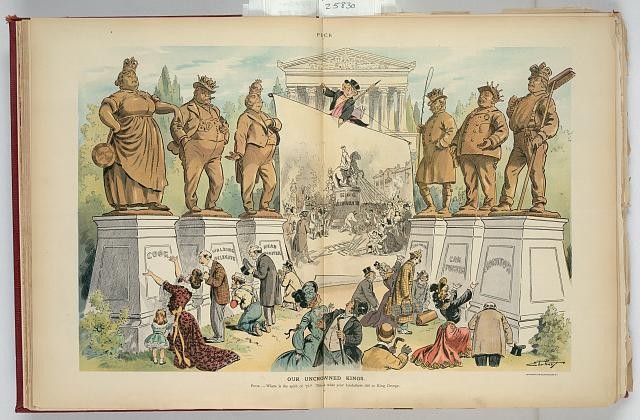 Photo:1904 Puck Cartoon King George III Statues Labor Unions Working Class