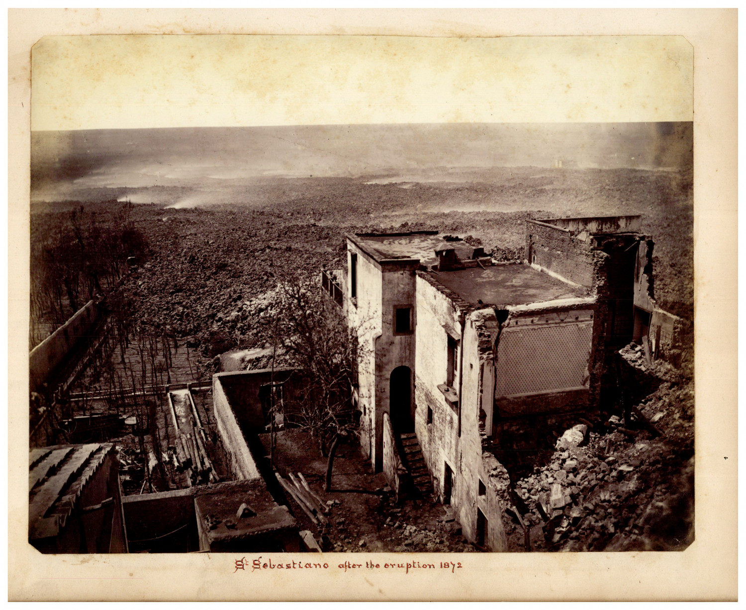 Italy, Naples, San Sebastiano after the'eruption of Vesuvius, ca. 1872 Origin
