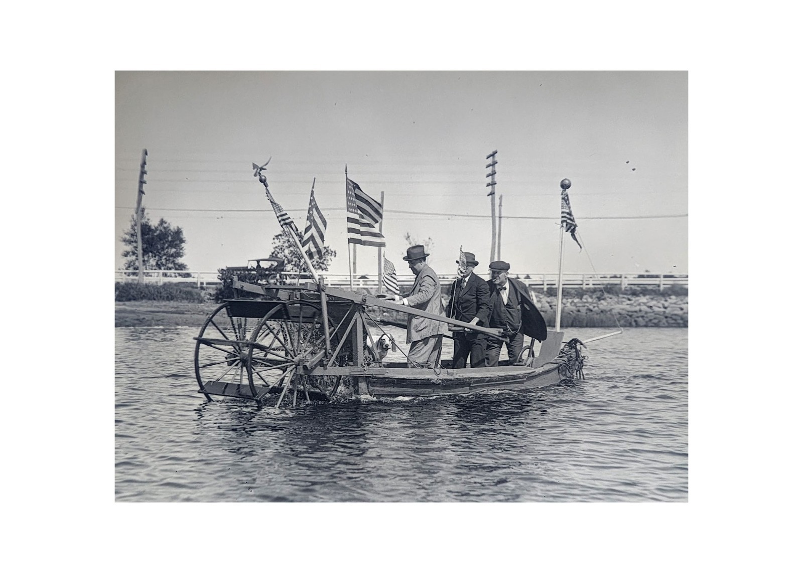Antique Glass Plate Negative Boat Made From Buggy Wheels Wareham MA Paddle OOAK