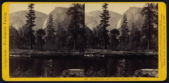 Photo:Yosemite Valley California Yo-Semite Fall 1870 Stereograph Waterfall