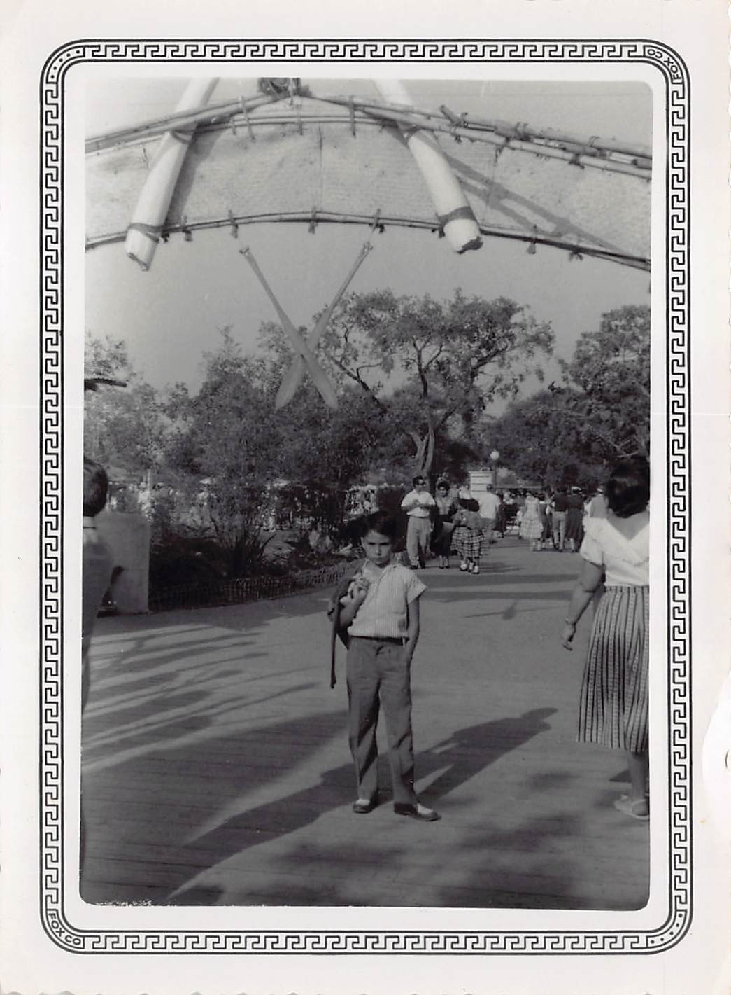 1956 Adventureland Entrance Disneyland 1950s Photo Kid Bamboo Elephant Tusks 1956 Adventureland Entrance Disneyland 1950s Photo Kid Bamboo Elephant Tusks