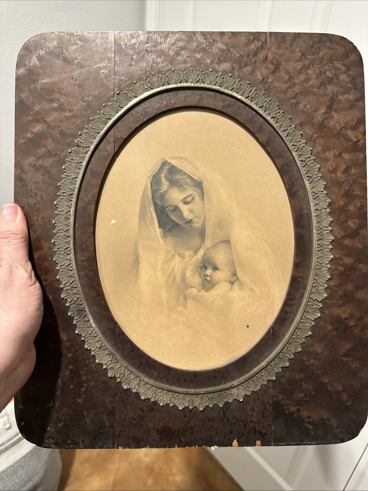 Antique Framed Madonna and Child Print Religion Christianity Antique Framed Madonna and Child Print Religion Christianity