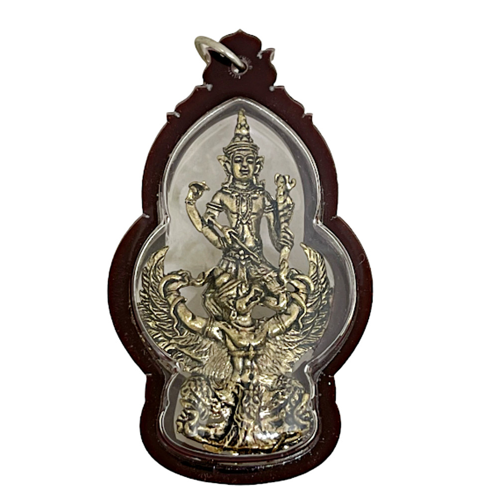 Lord Vishnu on Garuda Silver-Tone Brass Amulet Pendant Hindu Spiritual Gift #1 Lord Vishnu on Garuda Silver-Tone Brass Amulet Pendant Hindu Spiritual Gift #1