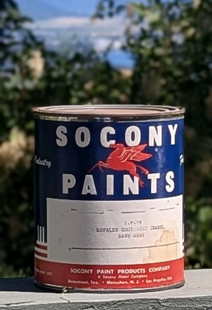 Pegasus Quart Paint Socony Enamel Gray Vtg Pegasus Quart Paint Socony Enamel Gray Vtg
