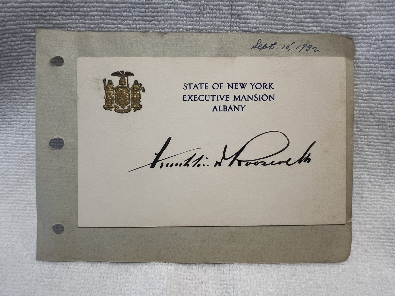 1932 Franklin Roosevelt State Of New York Signature Autograph 1932 Franklin Roosevelt State Of New York Signature Autograph