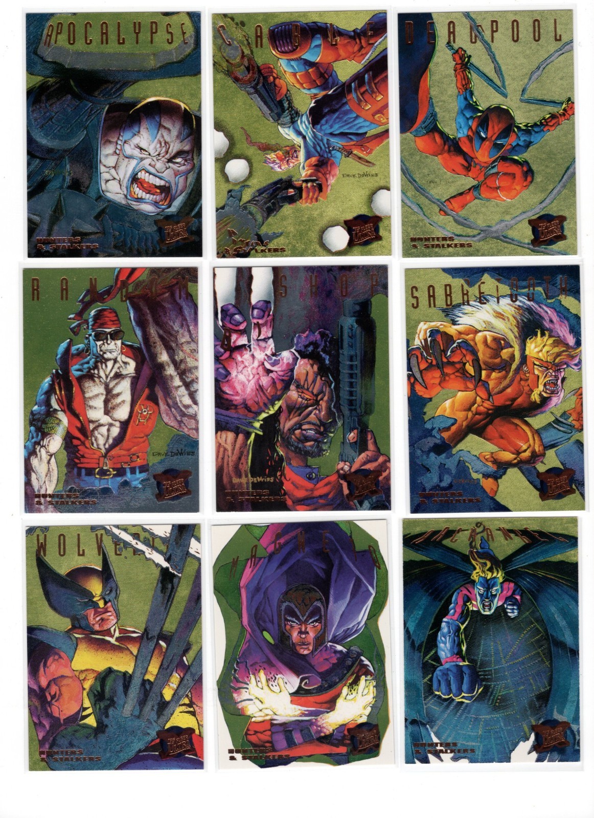 1995 FLEER ULTRA X-MEN HUNTERS & STALKERS 9-CARD GOLD INSERT SET NM/MINT 1995 FLEER ULTRA X-MEN HUNTERS & STALKERS 9-CARD GOLD INSERT SET NM/MINT