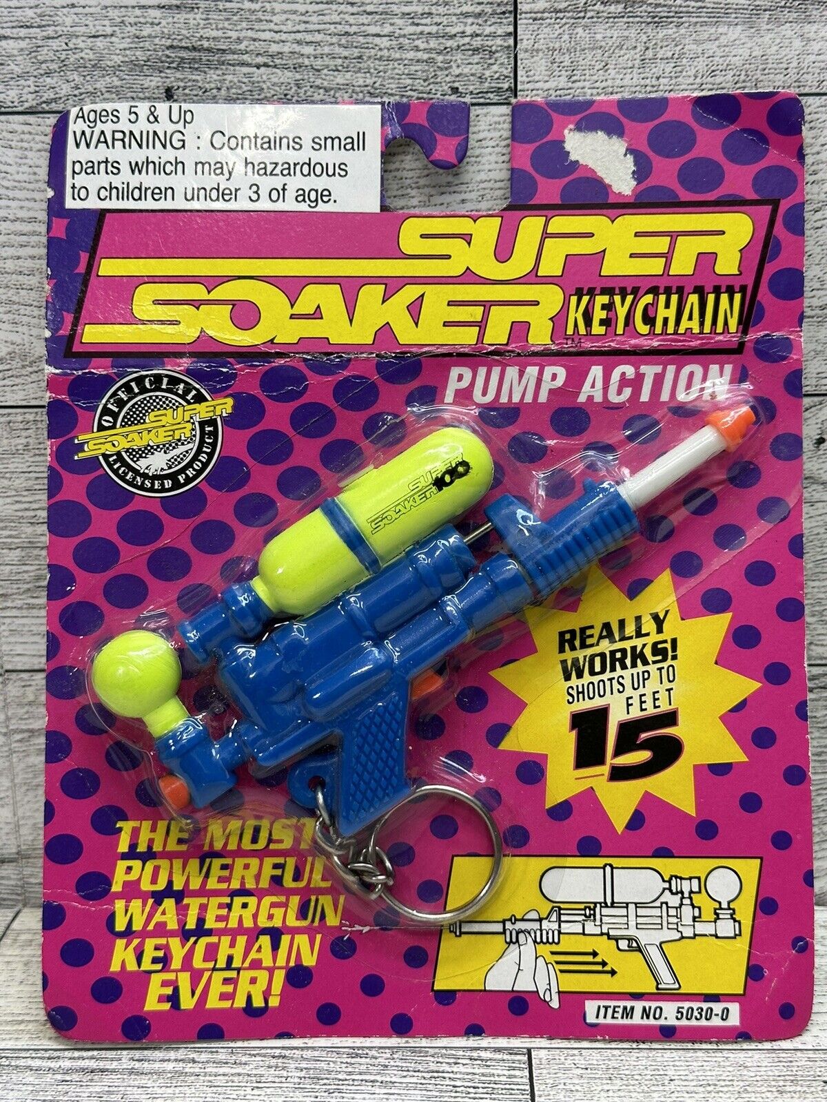 VTG 1992 Super Soaker Keychain, Larami #5030-0, Really Works Shoots Up To 15ft